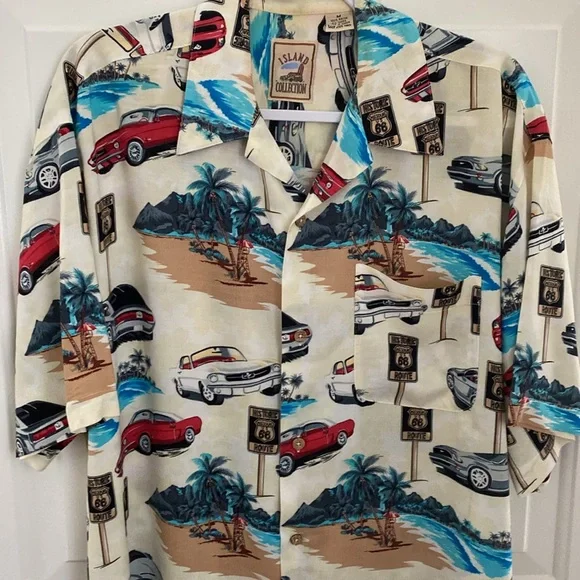 Vintage Mustang Cars Casual Button Down Shirt. Made in Korea. Size Medium - Picture 1 of 11